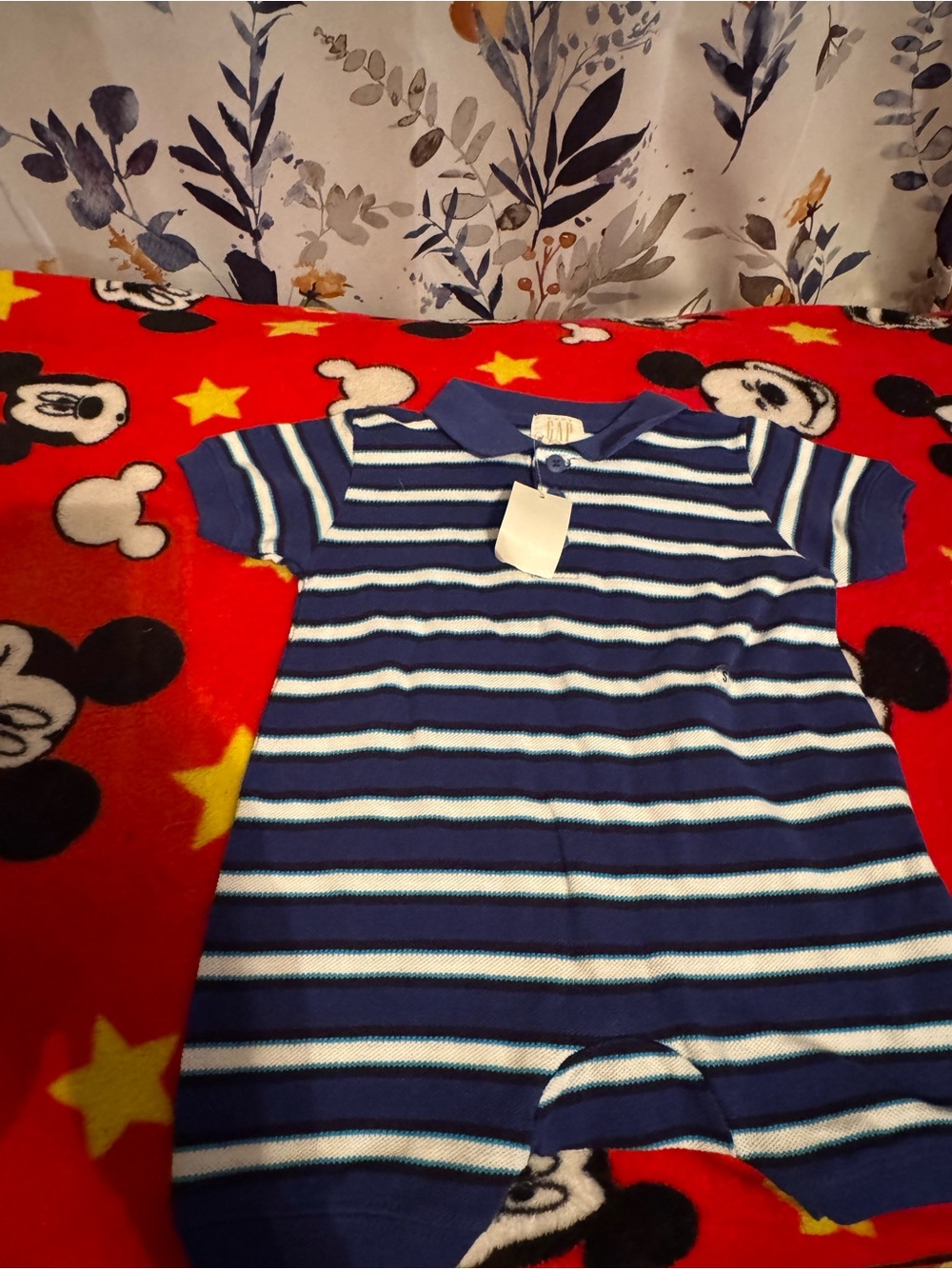 Blue Striped Baby Gap 3 6 Month Romper -Piece for Kids C5 NWT